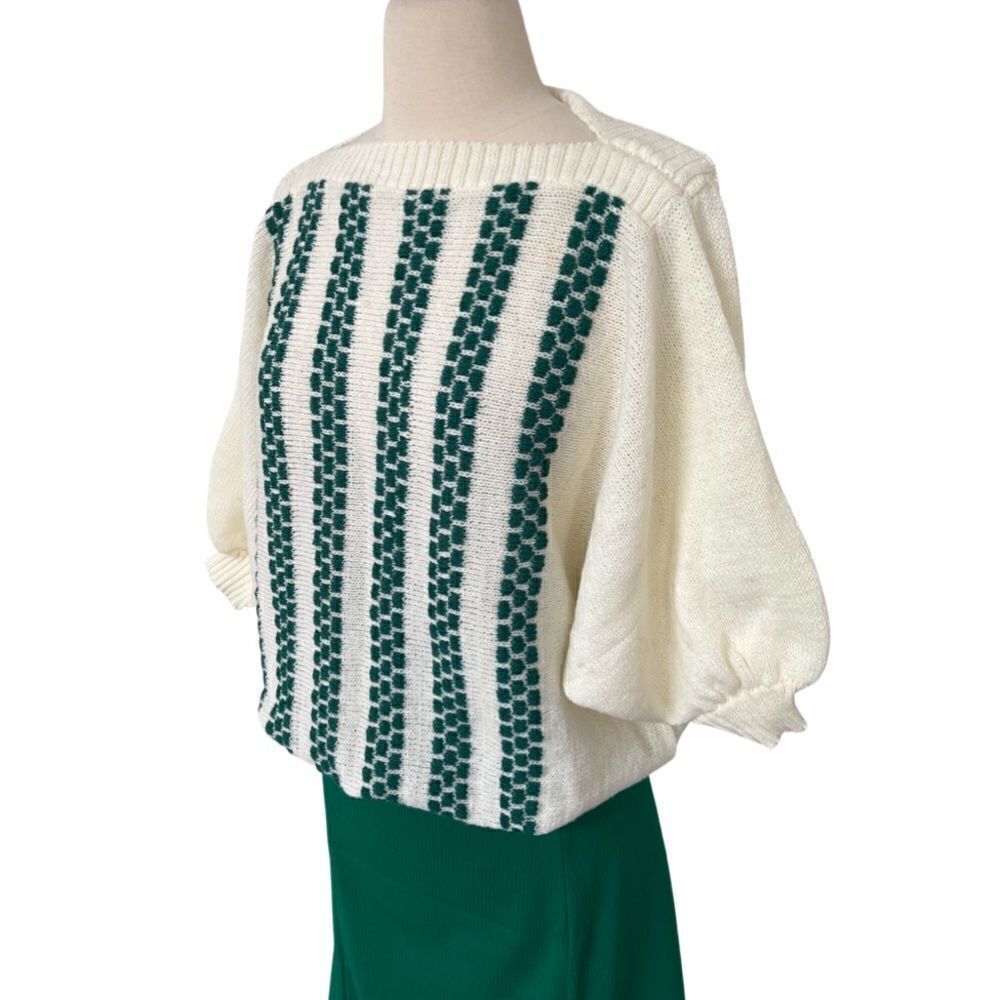 Super Chic 1970s Handmade One of a Kind Dolman Sleeve Textured Knit Sweater